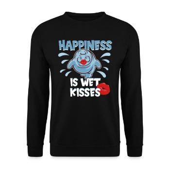 Cold Nose Warm Heart Manatee Chubby Manatee - Unisex Sweatshirt - black - Front - Alina (178cm) & Michal (187cm)