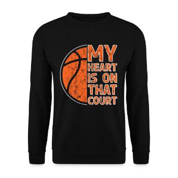 My heart is on that court Basketball - Unisex Sweatshirt - black - Front - Alina (178cm) & Michal (187cm)