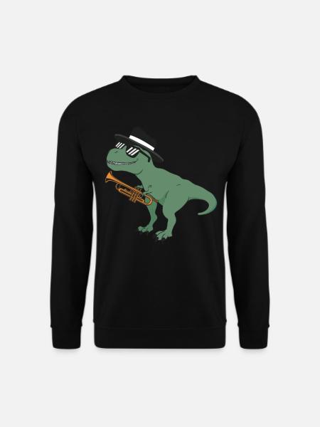 Trumpet Player T Rex Jazz Vintage - Unisex Pullover - Schwarz