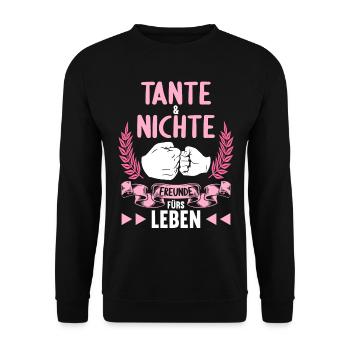 Tante und Nichte Freunde fürs Leben - Unisex Pullover - Schwarz - Vorne - Alina (178cm) & Michal (187cm)