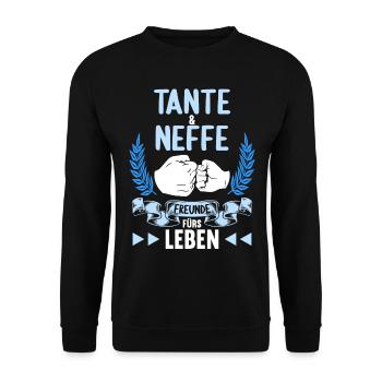 Tante und Neffe Freunde fürs Leben - Unisex Pullover - Schwarz - Vorne - Alina (178cm) & Michal (187cm)