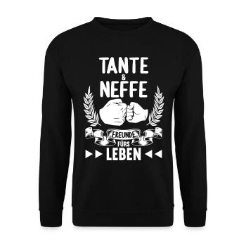 Tante und Neffe Freunde fürs Leben - Unisex Pullover - Schwarz - Vorne - Alina (178cm) & Michal (187cm)