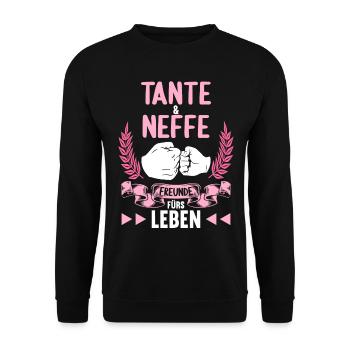 Tante und Neffe Freunde fürs Leben - Unisex Pullover - Schwarz - Vorne - Alina (178cm) & Michal (187cm)
