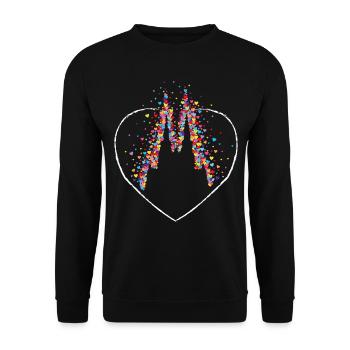 Kölner Dom Köln Cologne Kölle Karneval Konfetti - Unisex Pullover - Schwarz - Vorne - Alina (178cm) & Michal (187cm)