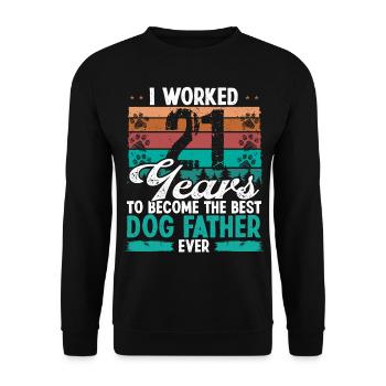 21 Year Old Best Dog Father 21 Birthday Dog Dad - Unisex Pullover - Schwarz - Vorne - Alina (178cm) & Michal (187cm)