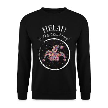 Helau Düsseldorf Düsseldorfer Karneval Narr - Unisex Pullover - Schwarz - Vorne - Alina (178cm) & Michal (187cm)