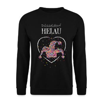Helau Düsseldorf Düsseldorfer Karneval Jeck Narr - Unisex Pullover - Schwarz - Vorne - Alina (178cm) & Michal (187cm)