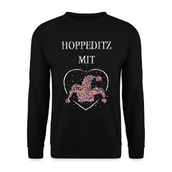 Hopeditz mit Herz Narr Düsseldorfer Karneval - Unisex Pullover - Schwarz - Vorne - Alina (178cm) & Michal (187cm)