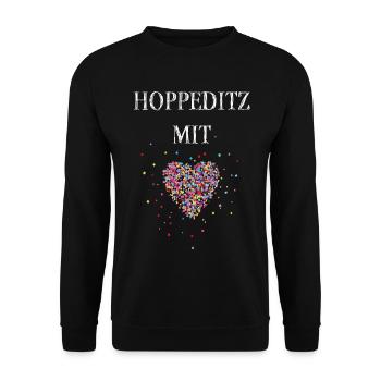 Hopeditz mit Herz Karneval Fasching Konfetti - Unisex Pullover - Schwarz - Vorne - Alina (178cm) & Michal (187cm)