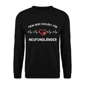 Herz schlägt für neufundländer Geschenk Idee - Unisex Pullover - Schwarz - Vorne - Alina (178cm) & Michal (187cm)