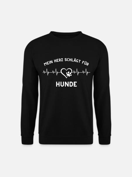 Herz schlägt für hunde Geschenk Idee spruch - Unisex Pullover - Schwarz