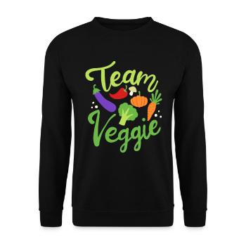 Team Veggie Vegan Veganer Veganerin Geschenk - Unisex Pullover - Schwarz - Vorne - Alina (178cm) & Michal (187cm)