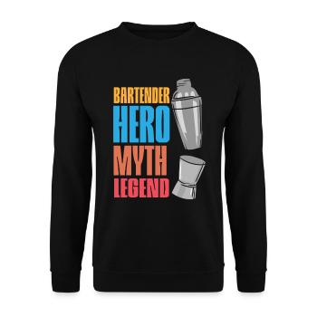 Bartender The Hero Myth Legend Funny Bartender - Unisex Sweatshirt - black - Front - Alina (178cm) & Michal (187cm)