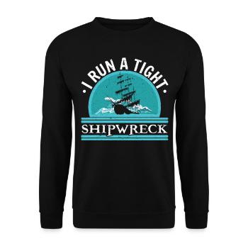 I run a solid shipwreck ship Nautical - Unisex Sweatshirt - black - Front - Alina (178cm) & Michal (187cm)