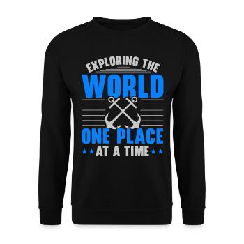 Exploring the world, one place at a time, lake - Unisex Sweatshirt - black - Front - Alina (178cm) & Michal (187cm)