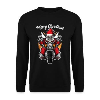 Merry Christmas Motorcycle Skeleton - Unisex Sweatshirt - black - Front - Alina (178cm) & Michal (187cm)