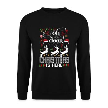 Oh Deer Christmas Is Here - Unisex Sweatshirt - black - Front - Alina (178cm) & Michal (187cm)