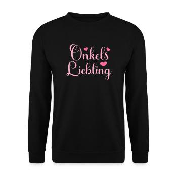 Onkels Liebling Nichte Neffe witziges Onkel - Unisex Pullover - Schwarz - Vorne - Alina (178cm) & Michal (187cm)