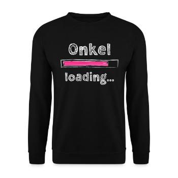 Onkel 2023 loading Nichte Neffe Baby - Unisex Pullover - Schwarz - Vorne - Alina (178cm) & Michal (187cm)