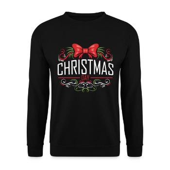 Ruban rouge avec ornements pour Joyeux Noël - Sweat-shirt Unisexe - noir - Devant - Alina (178cm) & Michal (187cm)