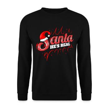 Santa Is Real Santa's Hat Christmas - Unisex Pullover - Schwarz - Vorne - Alina (178cm) & Michal (187cm)