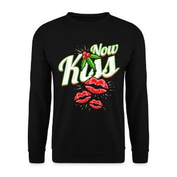 Now Kiss Mistletoe For A Merry Christmas - Unisex Pullover - Schwarz - Vorne - Alina (178cm) & Michal (187cm)