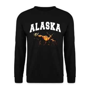 Alaska Geschenk Kinder Herren Damen USA Natur Eis - Unisex Pullover - Schwarz - Vorne - Alina (178cm) & Michal (187cm)