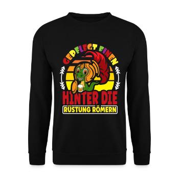 Gepflegt einen hinter die Rüstung Römern - Unisex Pullover - Schwarz - Vorne - Alina (178cm) & Michal (187cm)