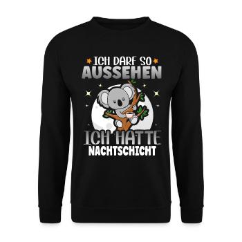 Ich hatte Nachtschicht Ich darf so aussehen - Unisex Pullover - Schwarz - Vorne - Alina (178cm) & Michal (187cm)