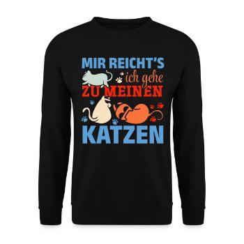 Katzenbesitzer I Mir Reicht's Ich Gehe Zu Meinen K - Unisex Pullover - Schwarz - Vorne - Alina (178cm) & Michal (187cm)