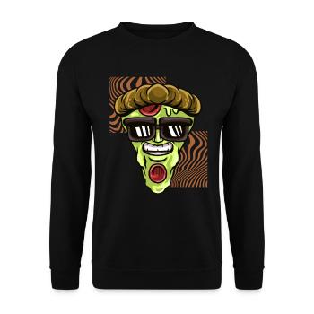 Halloween Kostüm Pizza Spooky Skull Zombie - Unisex Pullover - Schwarz - Vorne - Alina (178cm) & Michal (187cm)