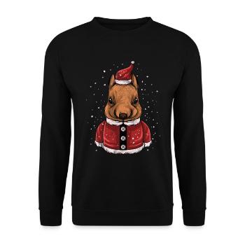 Noël Ugly Noël Noël Écureuil - Sweat-shirt Unisexe - noir - Devant - Alina (178cm) & Michal (187cm)