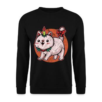 Ugly Christmas Sweater Katze - Unisex Pullover - Schwarz - Vorne - Alina (178cm) & Michal (187cm)