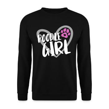 Pudel Hundebesitzer Geschenk - Unisex Pullover - Schwarz - Vorne - Alina (178cm) & Michal (187cm)