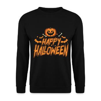 Halloween Tshirt Halloweenparty Mörder Killer Tod - Unisex Pullover - Schwarz - Vorne - Alina (178cm) & Michal (187cm)
