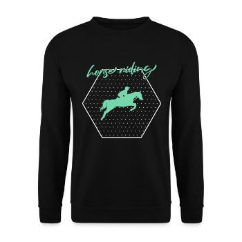 Horse riding - Unisex Sweatshirt - black - Front - Alina (178cm) & Michal (187cm)