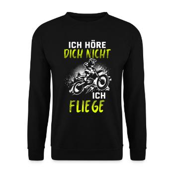 Motocross Geschenk Für Enduro Supermoto Dirt Bike - Unisex Pullover - Schwarz - Vorne - Alina (178cm) & Michal (187cm)
