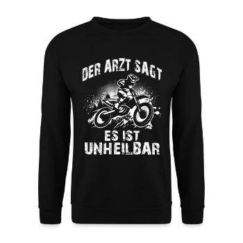 Motocross Geschenk Für Enduro Supermoto Dirt Bike - Unisex Pullover - Schwarz - Vorne - Alina (178cm) & Michal (187cm)