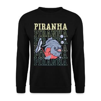 Piranha Collector Aquarist Aquaristics Fish Keeping - Unisex Sweatshirt - black - Front - Alina (178cm) & Michal (187cm)