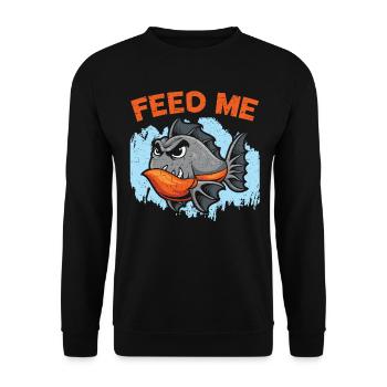 Feed me Piranha Collector Aquarist Fish Farming - Unisex Sweatshirt - black - Front - Alina (178cm) & Michal (187cm)