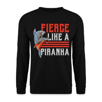Biting like a Piranha Aquarist Aquaristic Fish - Unisex Sweatshirt - black - Front - Alina (178cm) & Michal (187cm)