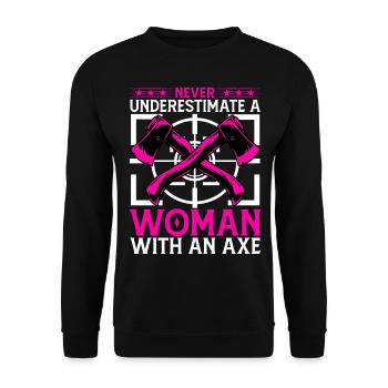 Ne sous-estimez jamais une femme avec une hache - Sweat-shirt Unisexe - noir - Devant - Alina (178cm) & Michal (187cm)