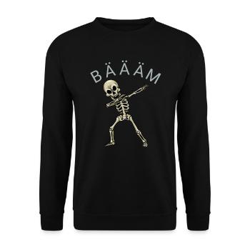 Dabbing Skelett Gerippe Geschenk Dab - Unisex Pullover - Schwarz - Vorne - Alina (178cm) & Michal (187cm)