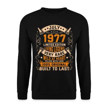Birthday Legends 100% Original Juillet 1977 - Sweat-shirt Unisexe - noir - Devant - Alina (178cm) & Michal (187cm)