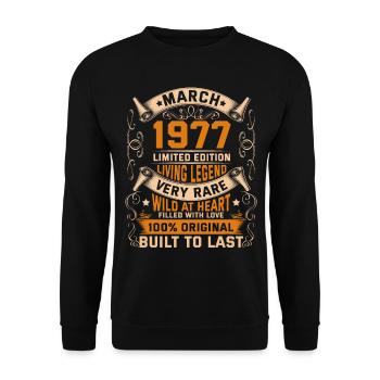 Birthday Legends 100% Original March 1977 - Unisex Pullover - Schwarz - Vorne - Alina (178cm) & Michal (187cm)