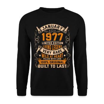 Birthday Legends 100% Original January 1977 - Unisex Pullover - Schwarz - Vorne - Alina (178cm) & Michal (187cm)