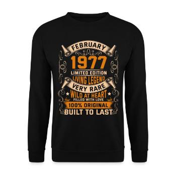 Birthday Legends 100% Original Février 1977 - Sweat-shirt Unisexe - noir - Devant - Alina (178cm) & Michal (187cm)