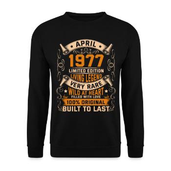 Birthday Legends 100% Original April 1977 - Unisex Pullover - Schwarz - Vorne - Alina (178cm) & Michal (187cm)