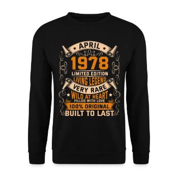 Birthday Legends 100% Original April 1978 - Unisex Pullover - Schwarz - Vorne - Alina (178cm) & Michal (187cm)