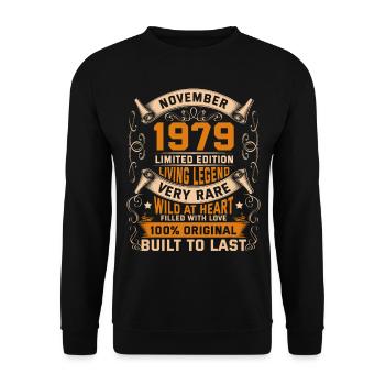 Birthday Legends 100% Original November 1979 - Unisex Pullover - Schwarz - Vorne - Alina (178cm) & Michal (187cm)